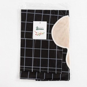 Фартук «Доляна» с карманами, в клетку, чёрный, 70x65 см, 100% п/э