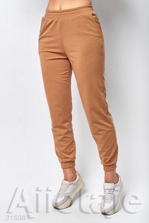 Трикотажные штаны цвета мокко с манжетами