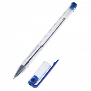 Ручка шариковая 0,5 мм, стержень синий, корпус прозрачный А-100