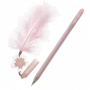 Ручка гелевая-прикол "Цветок с перышком" со стираемыми чернилами, МИКС