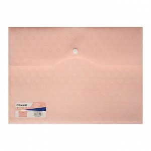 Папка-конверт на кнопке формат А4 350мкр жесткая, пастель розовая