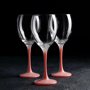 Набор бокалов для вина 3 шт «Венью», 340 мл, 7,1x20,5 см, цвет розовый