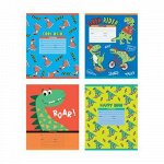 Тетрадь 12л клетка &quot;Happy dino&quot; (ассорти) 9606 BG {Россия}