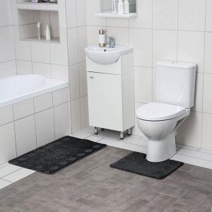 Набор ковриков для ванны и туалета SHAHINTEX «Актив», 2 шт: 50?80, 50?40 см, цвет серый