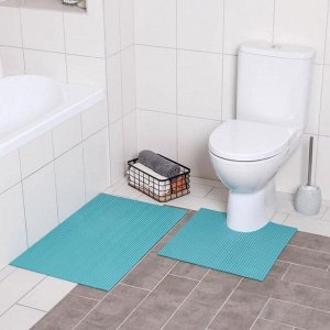 Набор ковриков для ванны и туалета «Моно голубой», 2 шт: 50?50, 50?80 см