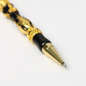 Ручка сувенирная шариковая с гербом в футляре, металл , цвет чёрный, пишущий узел 0,1мм, синяя паста