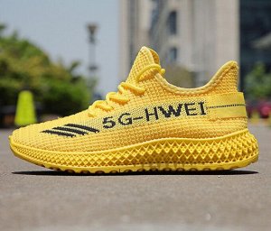 Женские кроссовки, надпись "hwei-5g", цвет желтый