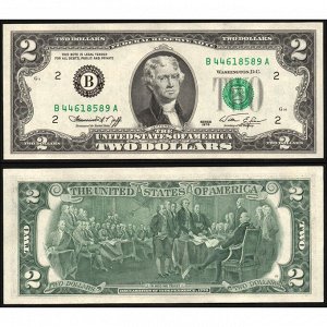 США 2 Доллара 1976 год UNC P# 461 B Серебрянный сертификат (КОЮ) (#ФР-00120232)