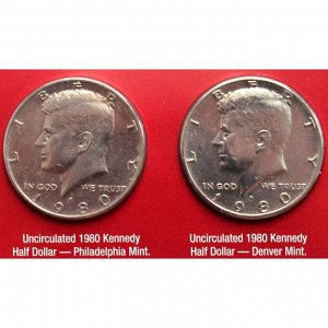 США набор из 2-х монет по 1/2 доллара 1980 (P+D) UNC!! КЕННЕДИ