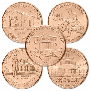 США 1 цент 2009 год. Линкольн. Комплект из 5 монет