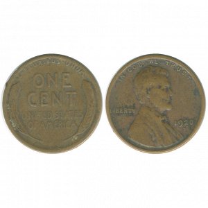 США 1 Цент 1920 S год XF КМ# 132 Пшеничный цент Линкольн