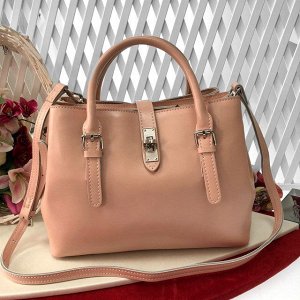 Женская сумка-тоут Tata Diamond из натуральной кожи пудрового цвета.