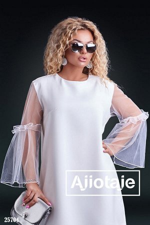 Ajiotaje Молочное платье мини трапециевидного кроя