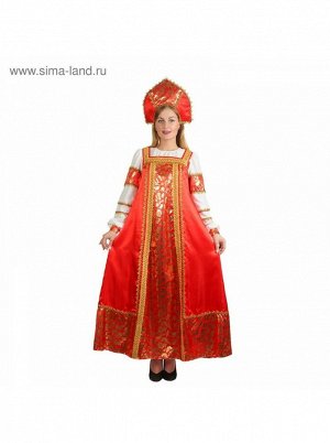 Русский костюм Любавушка, платье, кокошник атлас р.42, р.170 см
