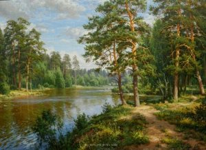 Картина по номерам на подрамнике GX24318, Басов Сергей, озеро в лесу