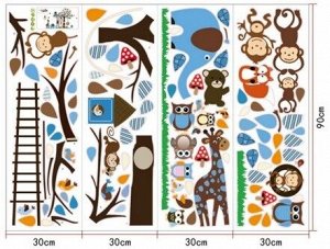 Наклейка многоразовая интерьерная ВЕСЕЛЫЕ ЗВЕРЯТА