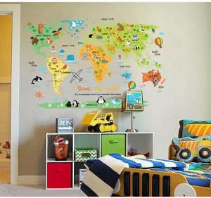Наклейка интерьерная "Карта мира" детская