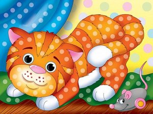 Набор для творчества Рыжий кот Алмазная мозаика ИГРИВЫЙ КОТЕНОК, с подрамником с полным заполнением 10*15см10