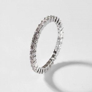 Кольцо "Богатство" тонкая дорожка, цвет белый в серебре, размер 16