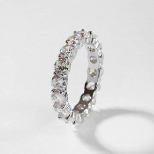 Кольцо "Богатство" круглые кристаллы, цвет белый в серебре, размер 18