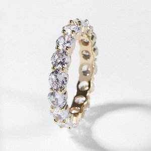 Кольцо "Богатство" круглые кристаллы, цвет белый в золоте, размер 16