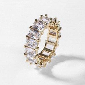 Кольцо "Богатство" квадратные кристаллы, цвет белый в золоте, размер 18