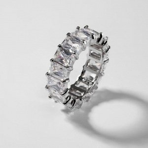 Кольцо "Богатство" квадратные кристаллы, цвет белый в серебре, размер 19