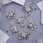 Брошь &quot;Цветочный вальс&quot; мини, форма МИКС, цвет белый в серебре