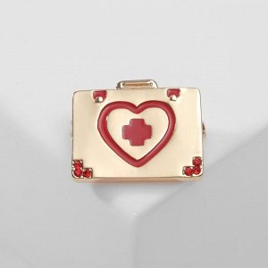 Брошь "Медицинский чемоданчик", цвет красный в золоте