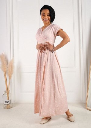 Платье "Лианель" для беременных и кормящих; цвет: пудра/горох