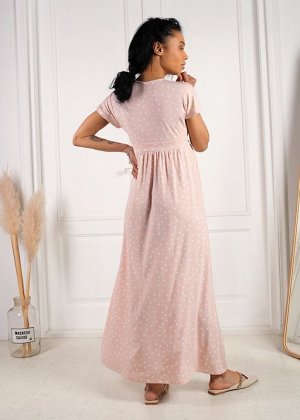 Платье "Лианель" для беременных и кормящих; цвет: пудра/горох
