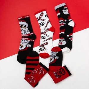Набор новогодних мужских носков "Плохой Санта" р. 41-44