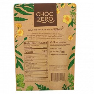 ChocZero, Keto Bark, черный шоколад для кетодиеты, без сахара, с морской солью и арахисом, 6 батончиков по 1 унции