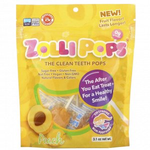 Zollipops, The Clean Teeth Pops, Персик, 3,1 унции