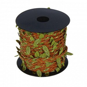 Тесьма плетеная с листьями, намотка 25 метров