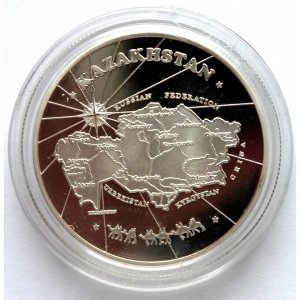 КАЗАХСТАН монетовидный жетон «ВЕЛИКИЙ ШЕЛКОВЫЙ ПУТЬ» КАРТА КАЗАХСТАНА