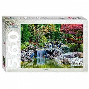 Пазл 560 элементов «Каскадный водопад в японском саду»
