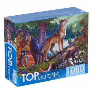 Пазлы 1000 элементов «Волки в ночном лесу»
