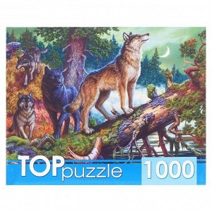 Пазлы 1000 элементов «Волки в ночном лесу»
