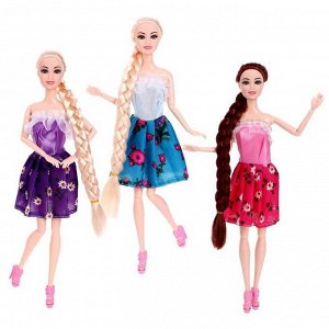 Кукла модель шарнирная «Алёна» с длинными волосами, МИКС