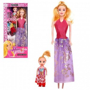 Кукла модель «Рита» с малышкой, с набором платьев, МИКС