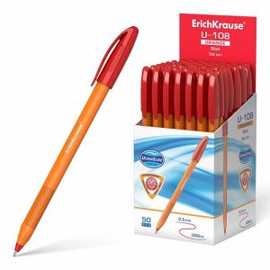 Ручка шариковая ErichKrause U-108 Orange Stick 1.0, Ultra Glide Technology, чернила красные