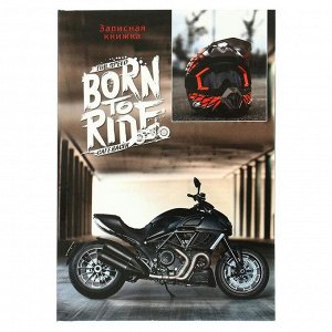 Записная книжка А6, 48 листов «Чёрный мотоцикл», обложка мелованный картон, глянцевая ламинация, блок 100 г/м2