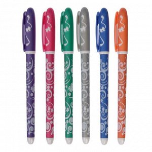 Ручка гелевая Beifa "Узоры", узел 0.5мм, чернила синие, резиновый упор, микс