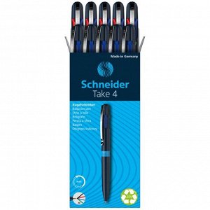 Ручка шариковая автоматическая 4-х цветная, Schneider "Take 4", 1,0 мм, комфортное письмо