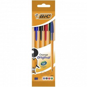 Ручка шариковая, синий, черный, красный, зелёный, тонкое письмо, BIC Orange Fine