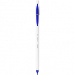 Ручка шариковая, синяя, среднее письмо, белый корпус, BIC Cristal Up
