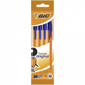 Ручка шариковая, синяя, тонкое письмо, оранжевый корпус, BIC Orange Fine