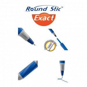 Ручка шариковая, чернила синие, 0.7 мм, тонкое письмо, резиновый упор, BIC Round Stic Exact