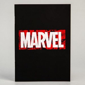 Блокнот А6 на скрепке, 32 листа в обложке софт-тач, Marvel black, Мстители